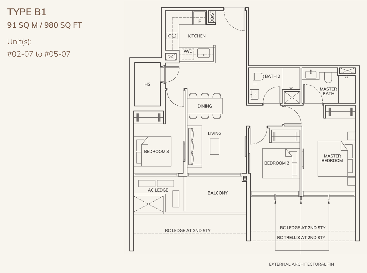 Type B1: 3-Bedroom